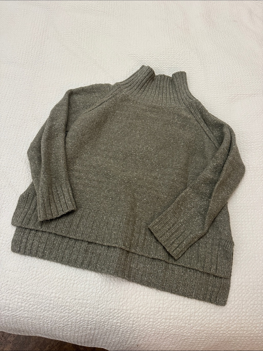 H&M Olive Knit Funnel Neck Sweater